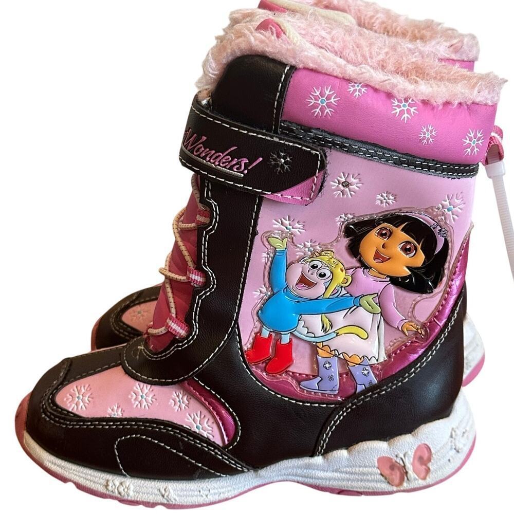 Dora the Explorer Light Up Winter Boots sz 12 Y2K Girl's Snow Boots